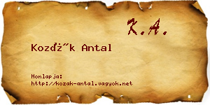 Kozák Antal névjegykártya